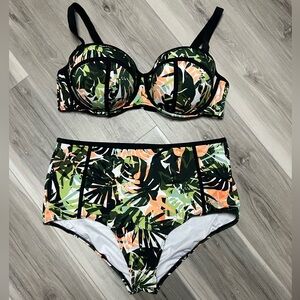 2 PC palm leaf swimsuit